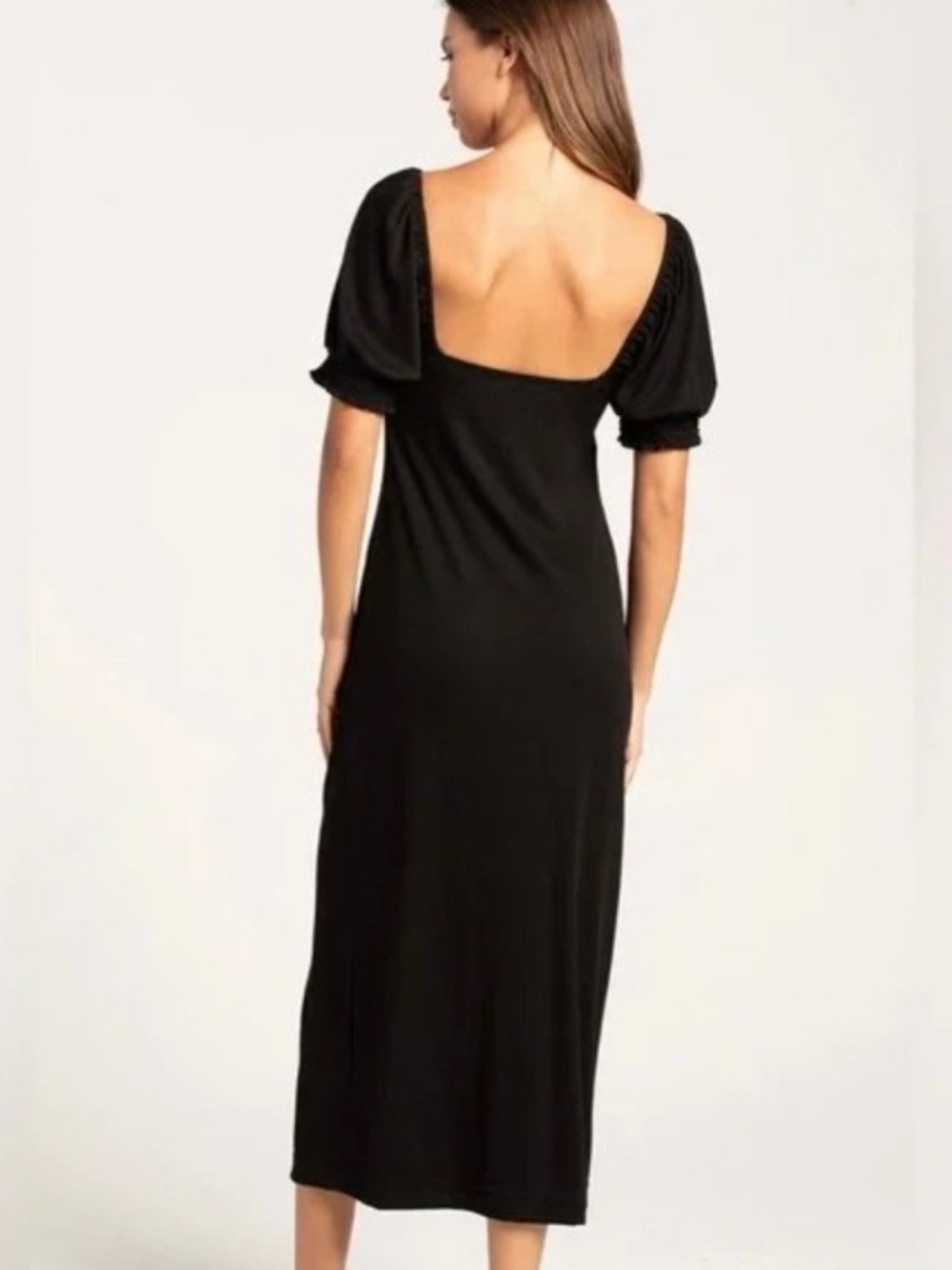 Free People Black Midi Dress with Sweetheart Neckline - Picture 2 of 7